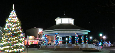 Rehoboth Beach Tree & Bandstand Decorated for the Holidays